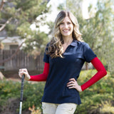 womens red full arm golf sleeves